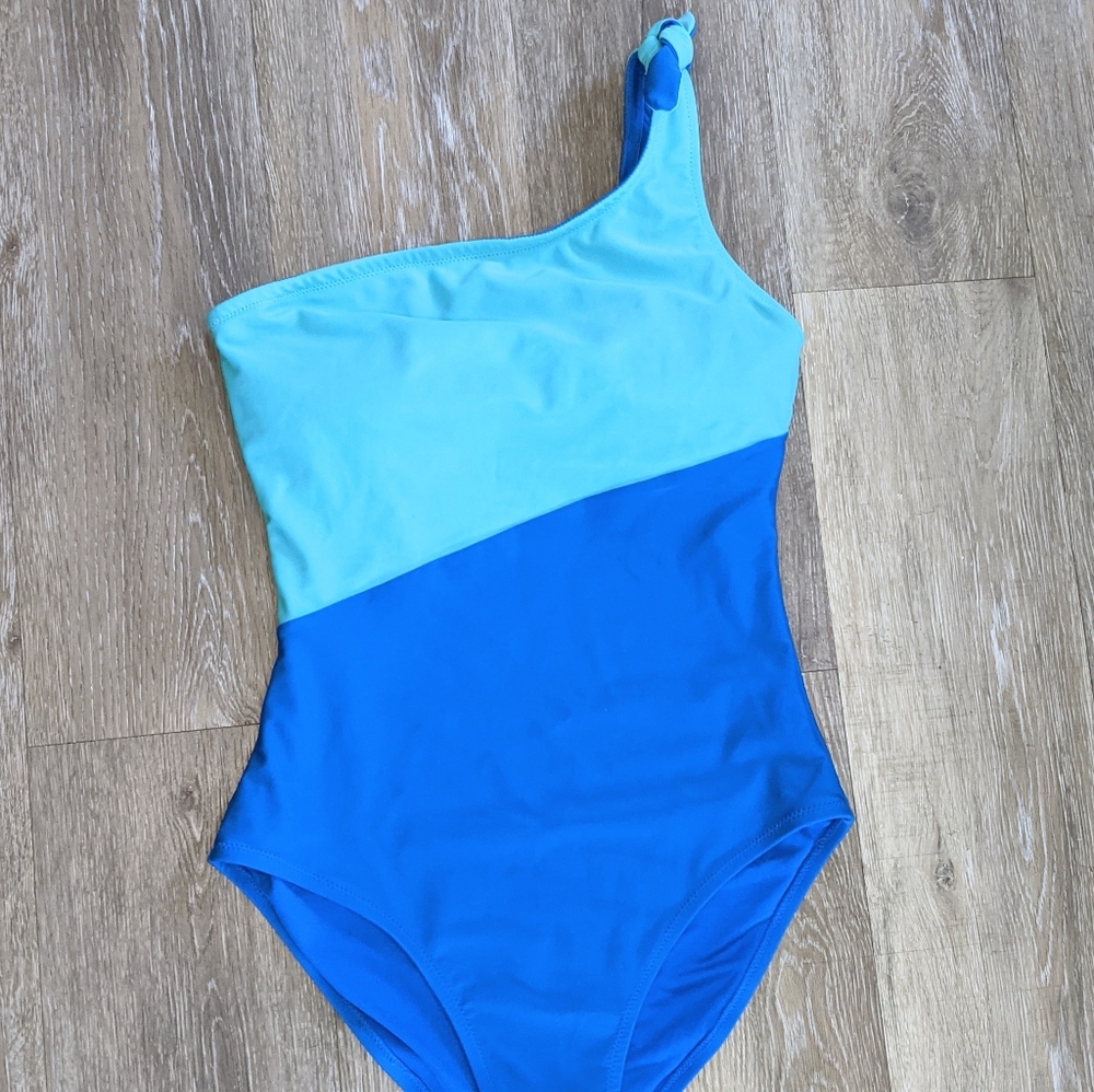 Old Navy blue one piece swimsuit one shoulder